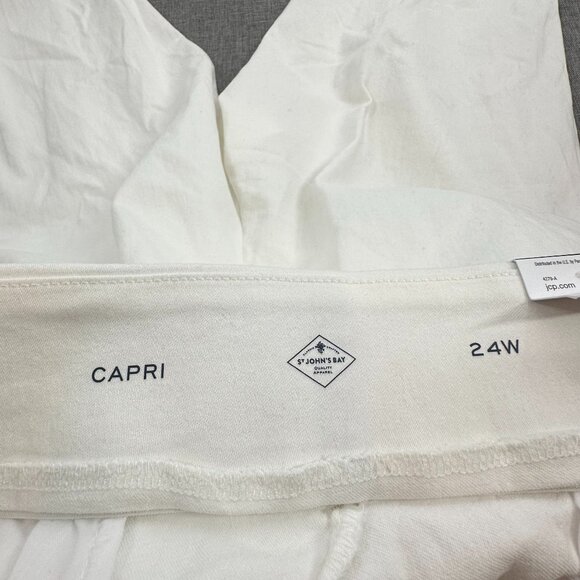 NEW St Johns Bay Secretly Slender Pullover Capri White Plus 24W Cotton Blend - Picture 2 of 13